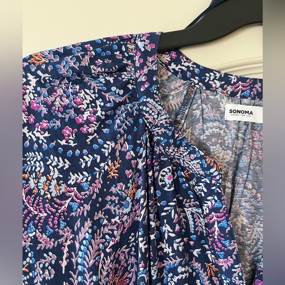 Sonoma Blue & Violet Floral Midi Dress Women’s Size 1X - Picture 8 of 16